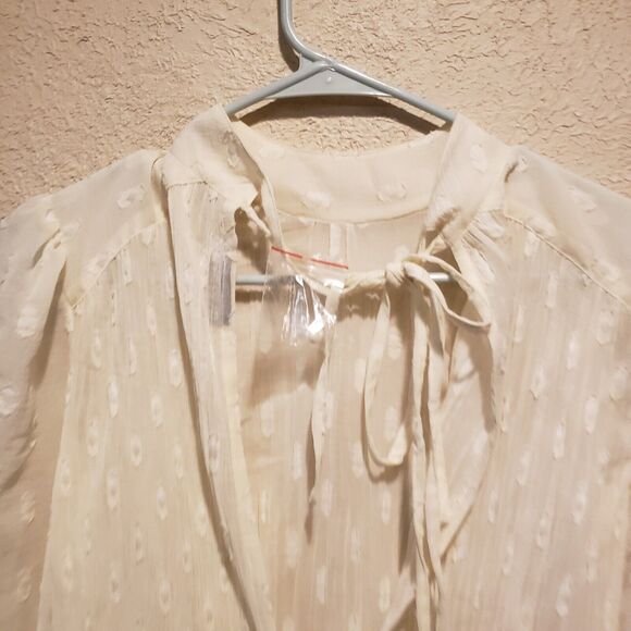 Asos Design high neck sheer top with tie back size 2 white boho blouse - Picture 10 of 10